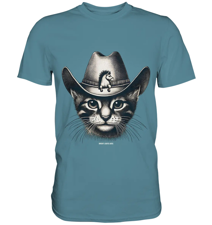 Katzen-Cowboy – Western trifft auf flauschige Eleganz - Premium Shirt Bright Lights Arts