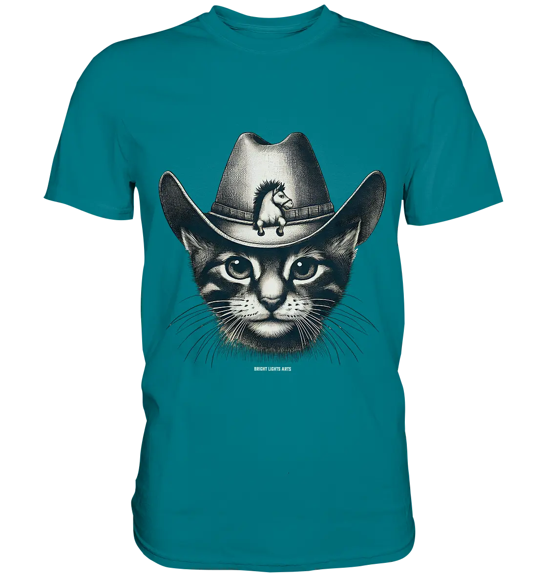Katzen-Cowboy – Western trifft auf flauschige Eleganz - Premium Shirt Bright Lights Arts