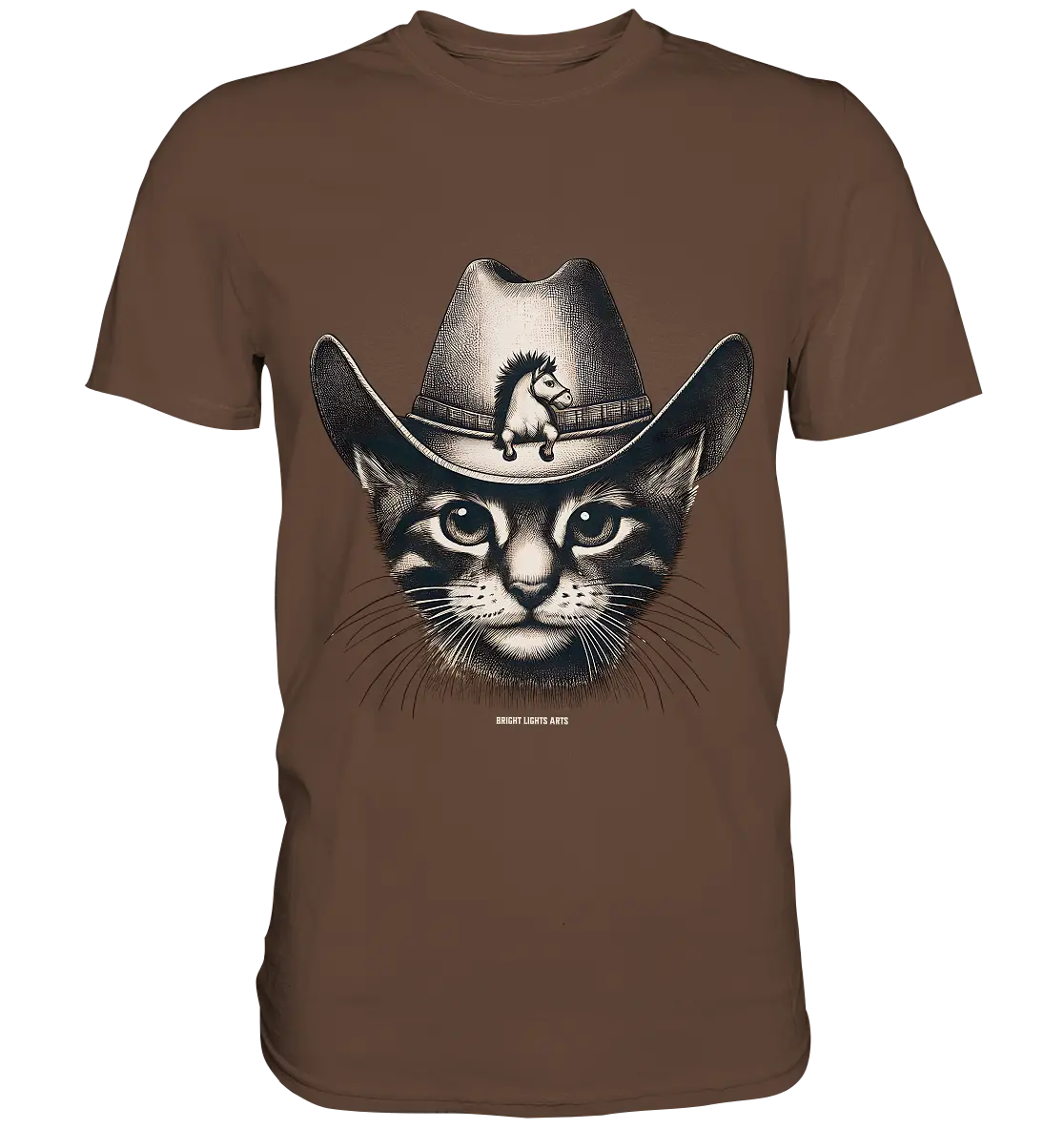 Katzen-Cowboy – Western trifft auf flauschige Eleganz - Premium Shirt Bright Lights Arts