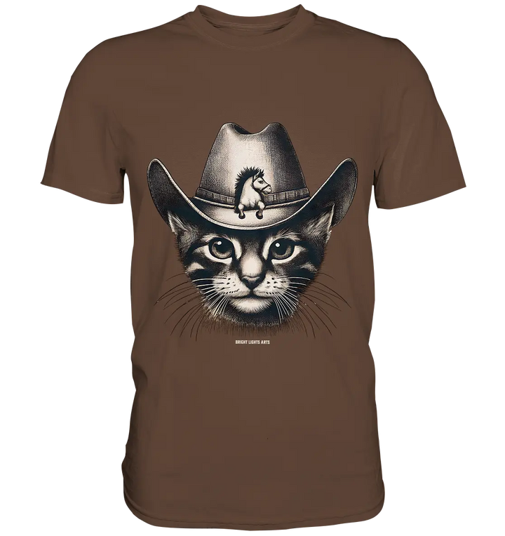Katzen-Cowboy – Western trifft auf flauschige Eleganz - Premium Shirt Bright Lights Arts