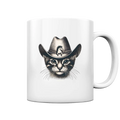 Katzen-Cowboy – Western trifft auf flauschige Eleganz - Tasse glossy Bright Lights Arts