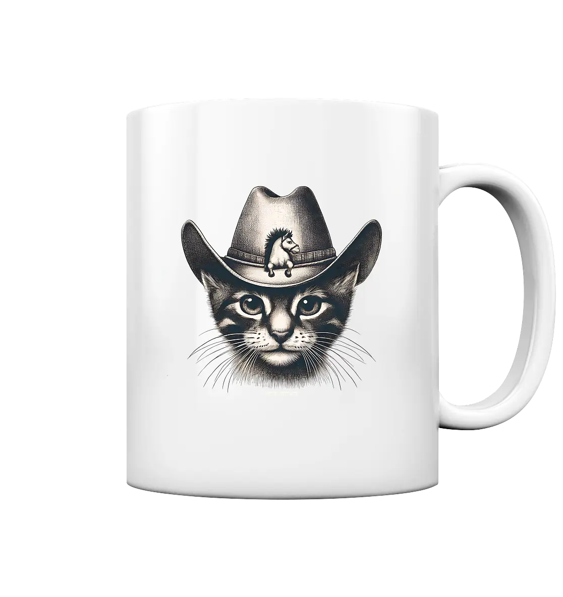 Katzen-Cowboy – Western trifft auf flauschige Eleganz - Tasse glossy Bright Lights Arts