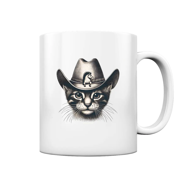 Katzen-Cowboy – Western trifft auf flauschige Eleganz - Tasse glossy Bright Lights Arts