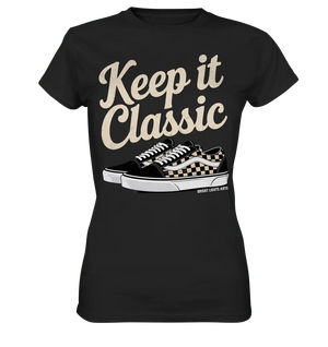 Keep It Classic – Retro - Design mit kultigen Sneakern - Ladies Premium Shirt - Bright Lights Arts