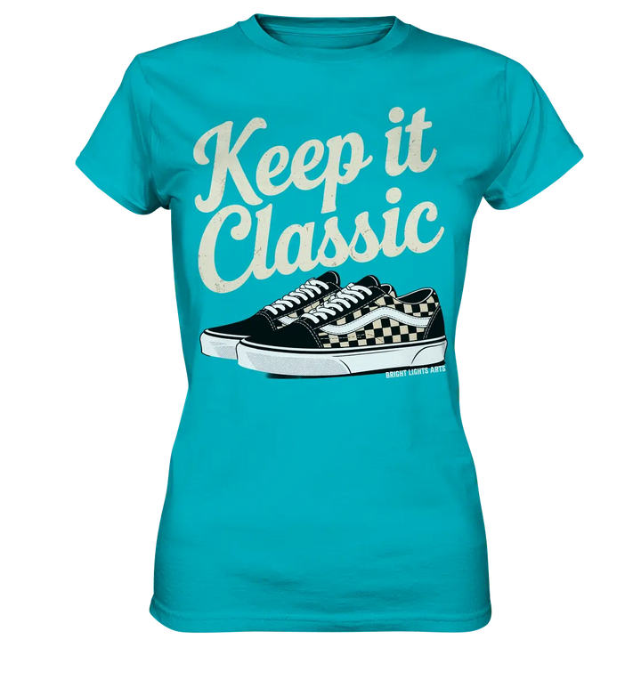Keep It Classic – Retro - Design mit kultigen Sneakern - Ladies Premium Shirt - Bright Lights Arts