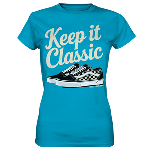 Keep It Classic – Retro - Design mit kultigen Sneakern - Ladies Premium Shirt - Bright Lights Arts
