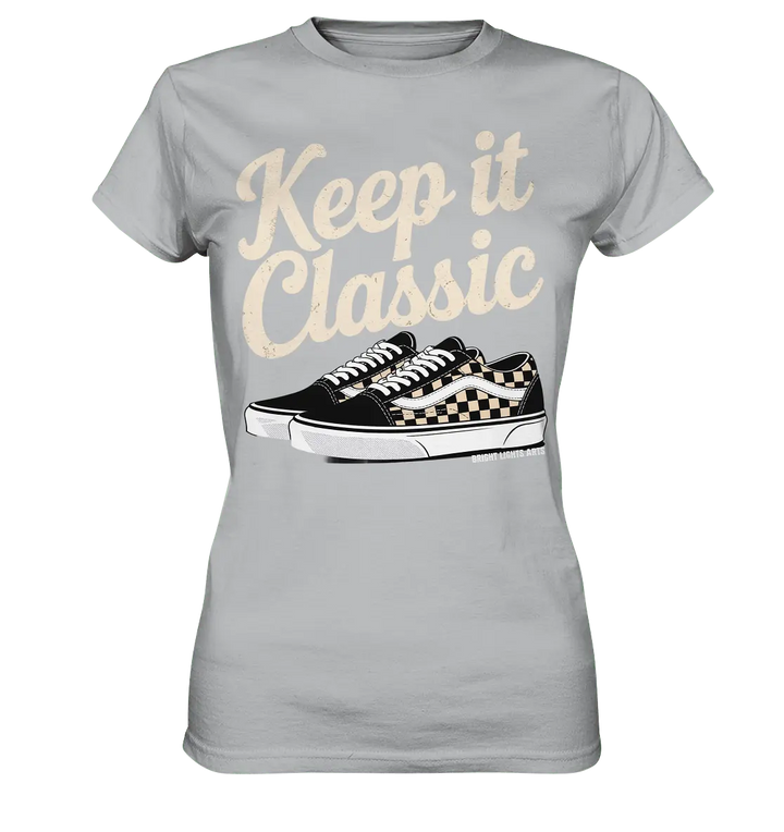 Keep It Classic – Retro - Design mit kultigen Sneakern - Ladies Premium Shirt - Bright Lights Arts