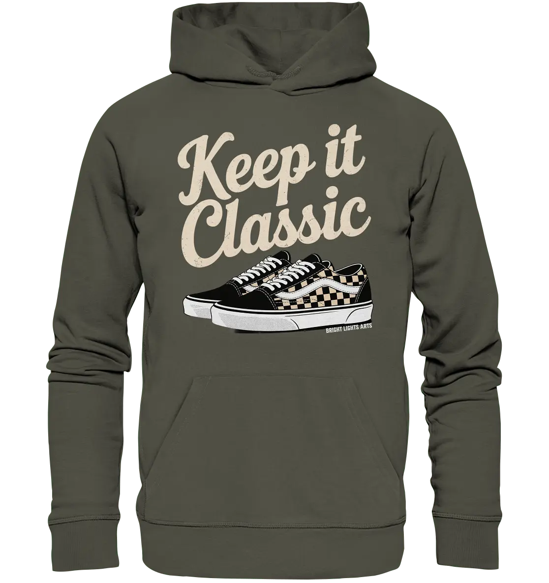 Keep It Classic – Retro - Design mit kultigen Sneakern - Organic Hoodie - Bright Lights Arts