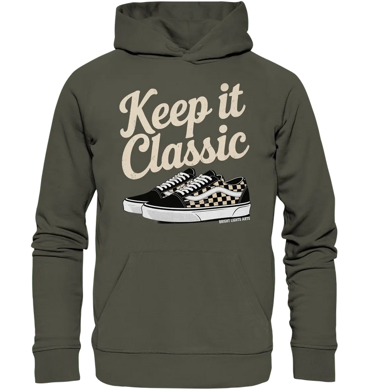 Keep It Classic – Retro - Design mit kultigen Sneakern - Organic Hoodie - Bright Lights Arts
