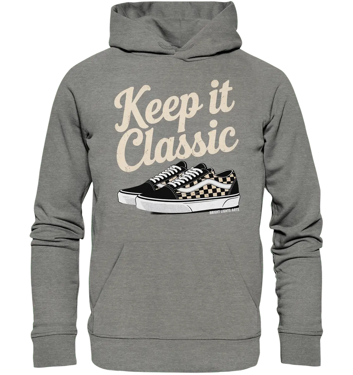 Keep It Classic – Retro - Design mit kultigen Sneakern - Organic Hoodie - Bright Lights Arts