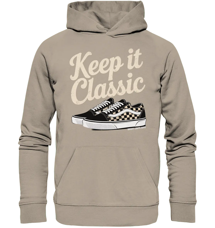 Keep It Classic – Retro - Design mit kultigen Sneakern - Organic Hoodie - Bright Lights Arts