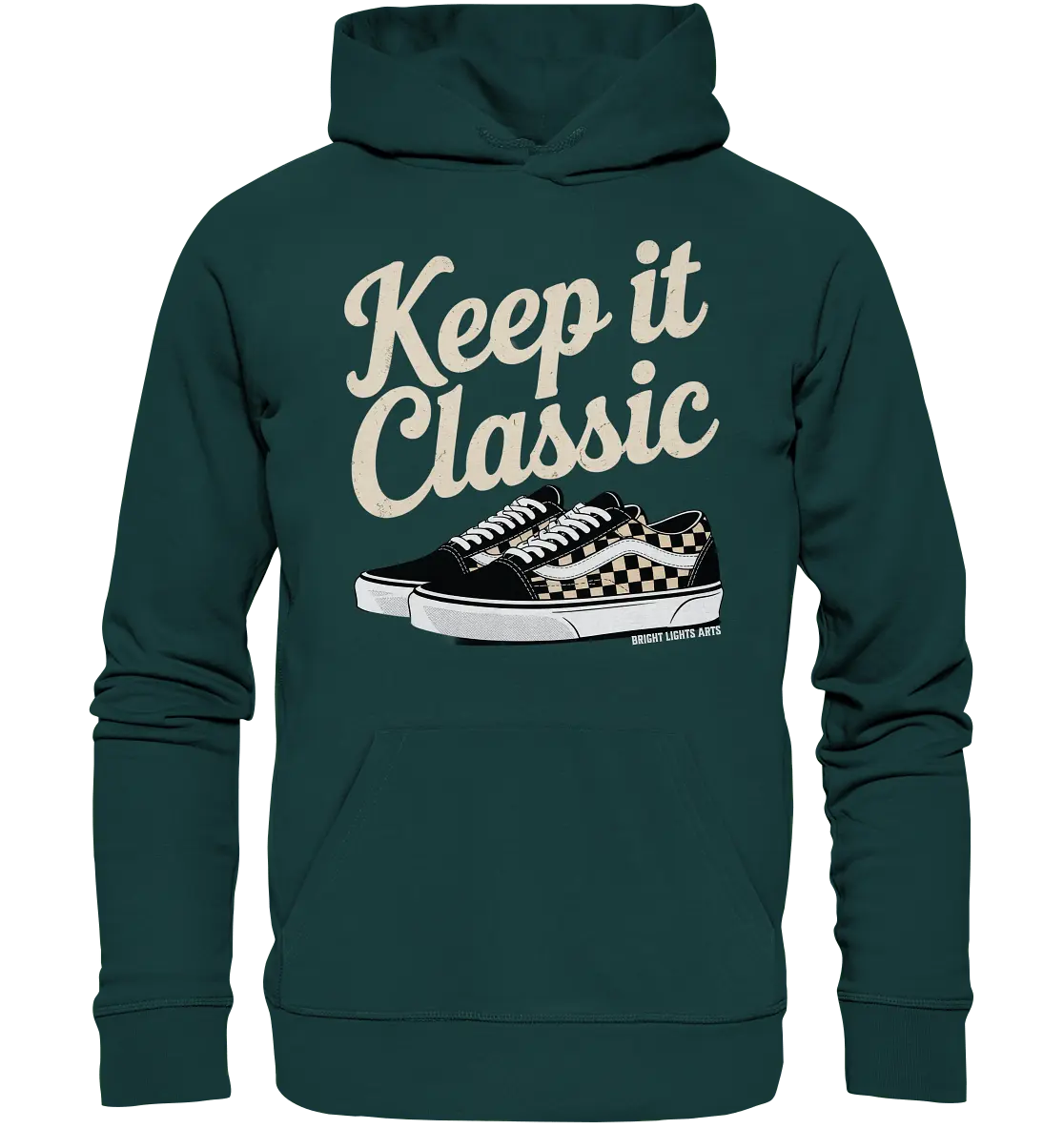 Keep It Classic – Retro - Design mit kultigen Sneakern - Organic Hoodie - Bright Lights Arts