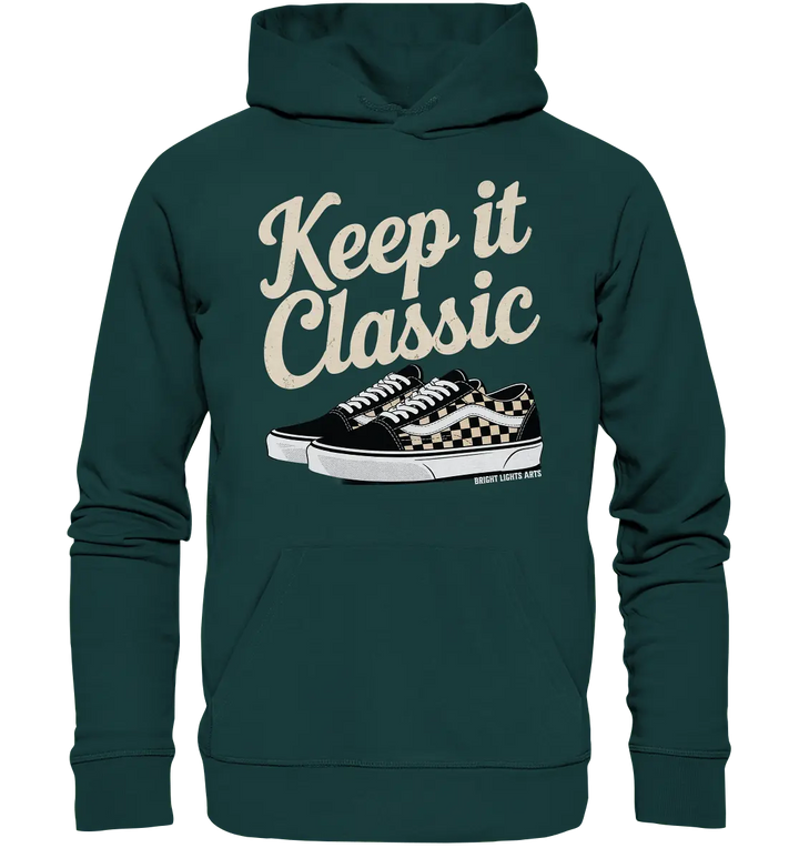Keep It Classic – Retro - Design mit kultigen Sneakern - Organic Hoodie - Bright Lights Arts