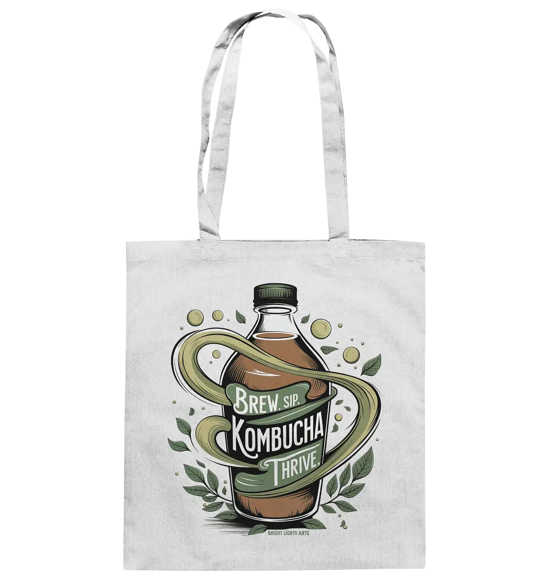 Kombucha Logo – Brew, Sip, Thrive - Baumwolltasche Bright Lights Arts