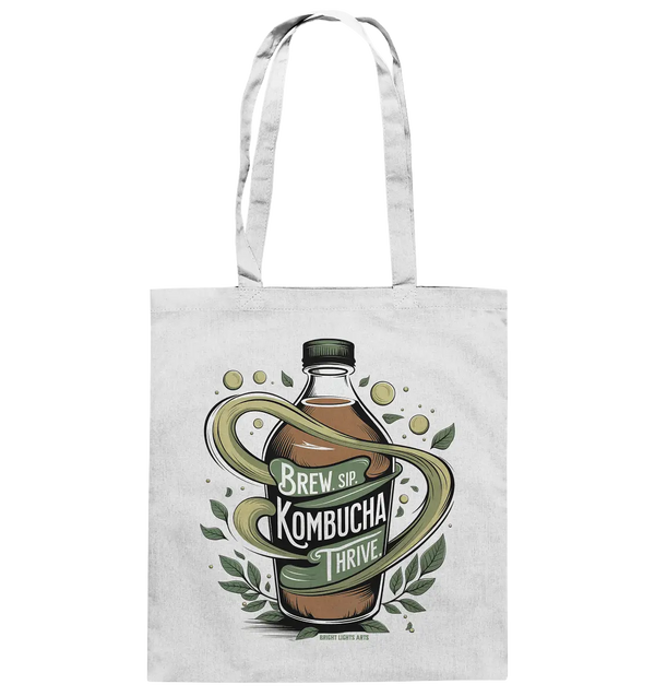 Kombucha Logo – Brew, Sip, Thrive - Baumwolltasche Bright Lights Arts