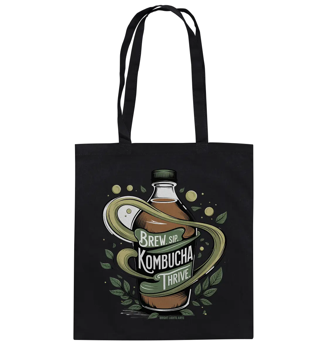 Kombucha Logo – Brew, Sip, Thrive - Baumwolltasche Bright Lights Arts