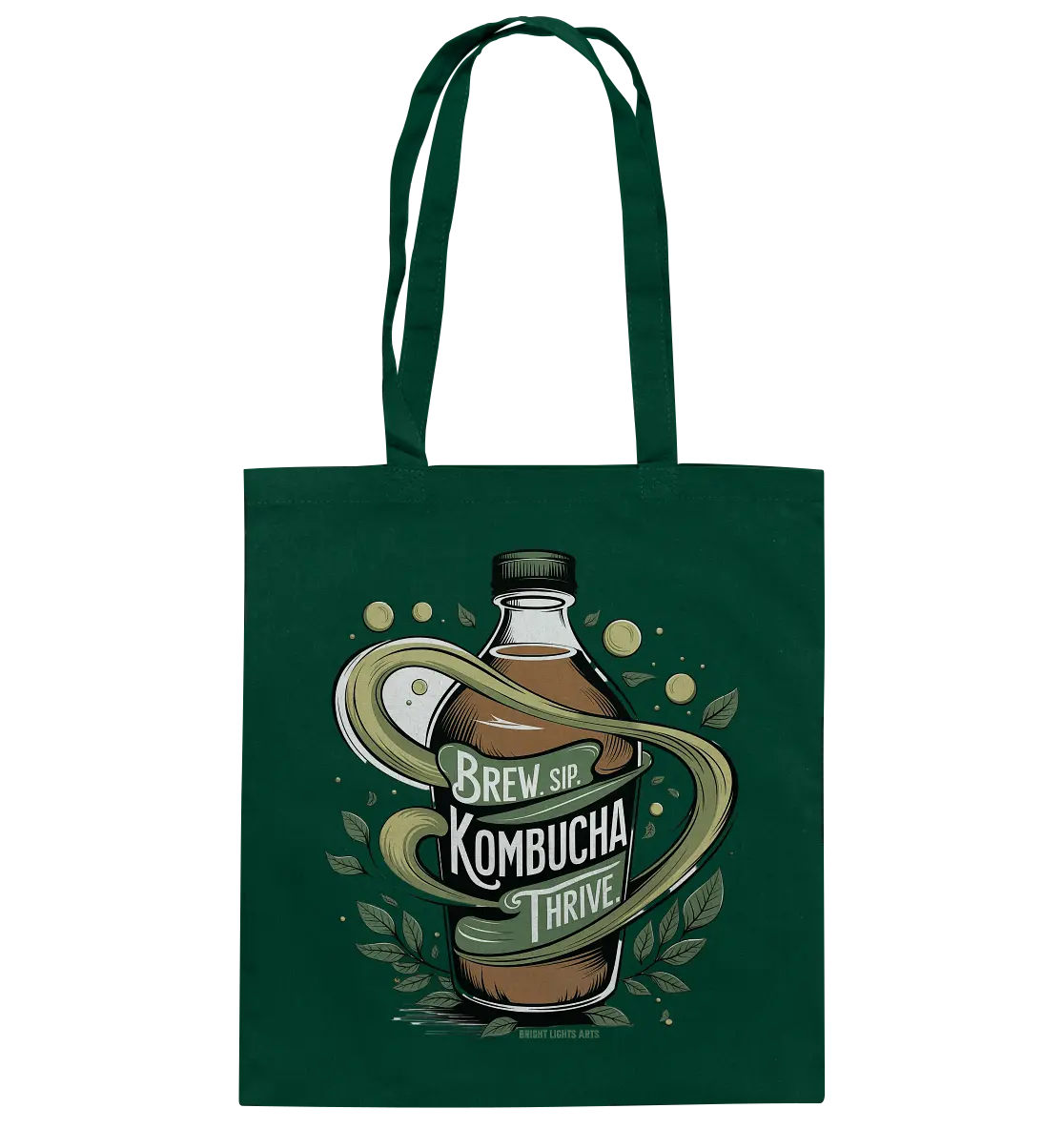 Kombucha Logo – Brew, Sip, Thrive - Baumwolltasche Bright Lights Arts