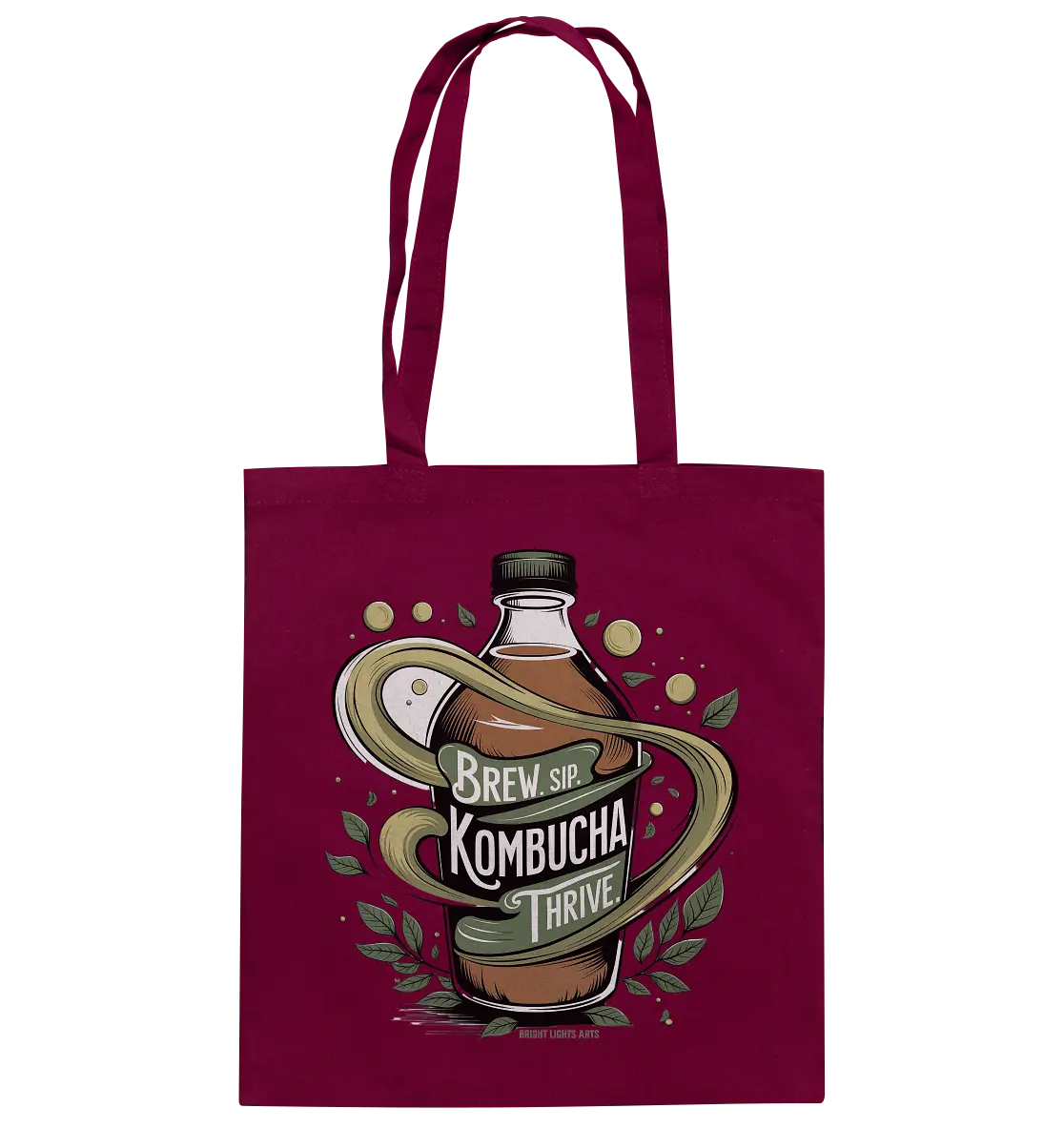 Kombucha Logo – Brew, Sip, Thrive - Baumwolltasche Bright Lights Arts