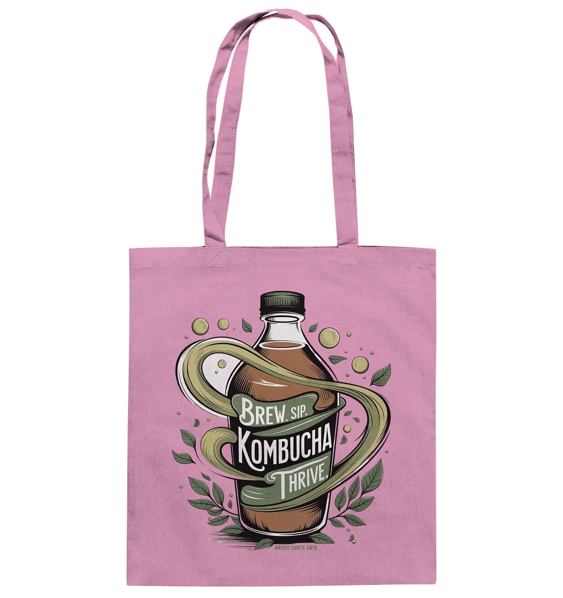 Kombucha Logo – Brew, Sip, Thrive - Baumwolltasche Bright Lights Arts