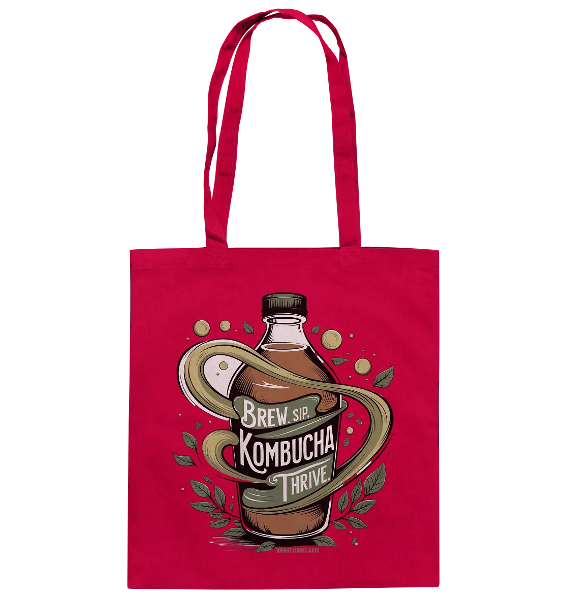 Kombucha Logo – Brew, Sip, Thrive - Baumwolltasche Bright Lights Arts