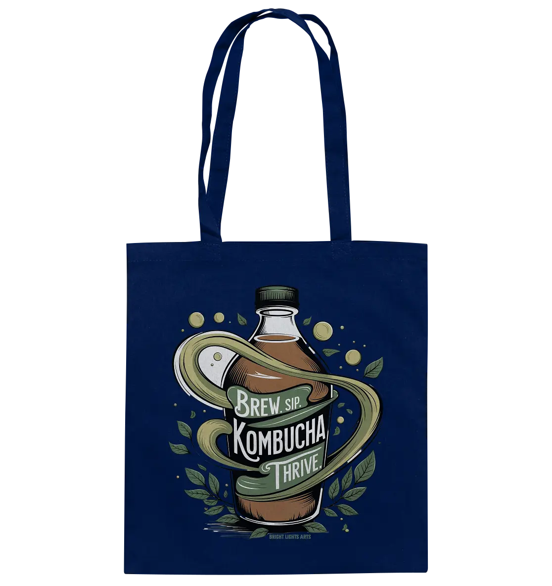 Kombucha Logo – Brew, Sip, Thrive - Baumwolltasche Bright Lights Arts