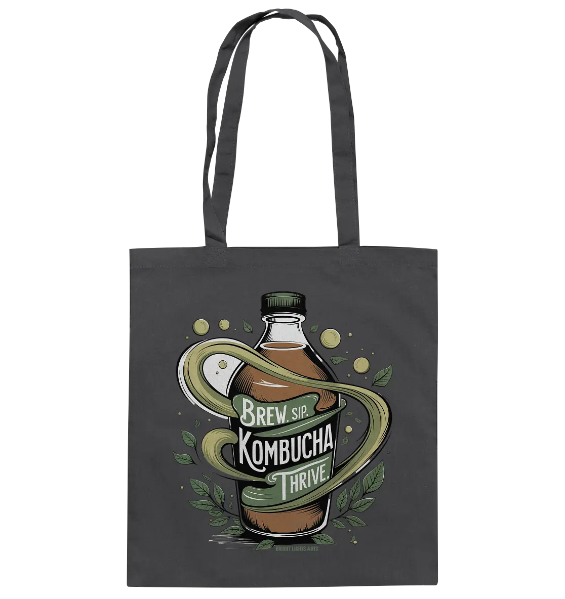Kombucha Logo – Brew, Sip, Thrive - Baumwolltasche Bright Lights Arts