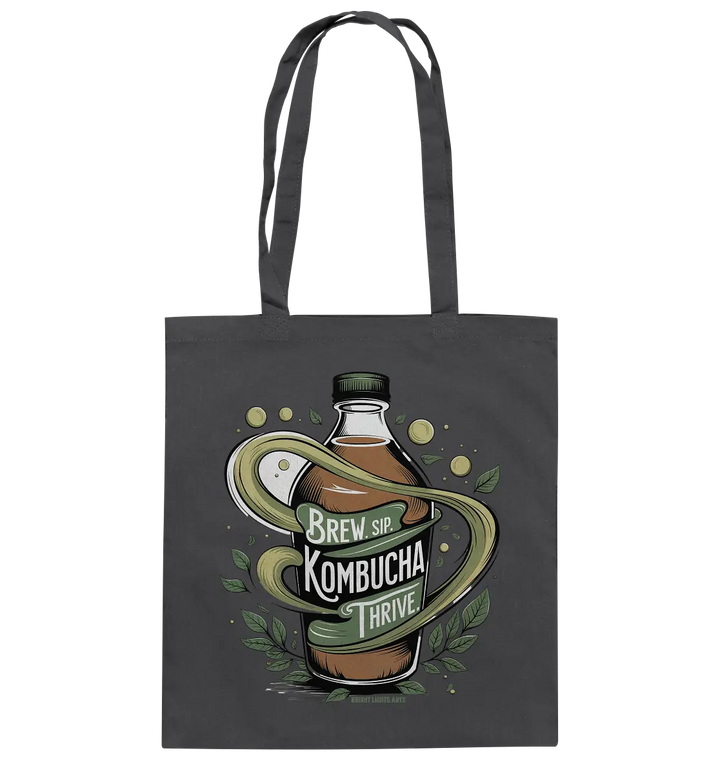 Kombucha Logo – Brew, Sip, Thrive - Baumwolltasche Bright Lights Arts