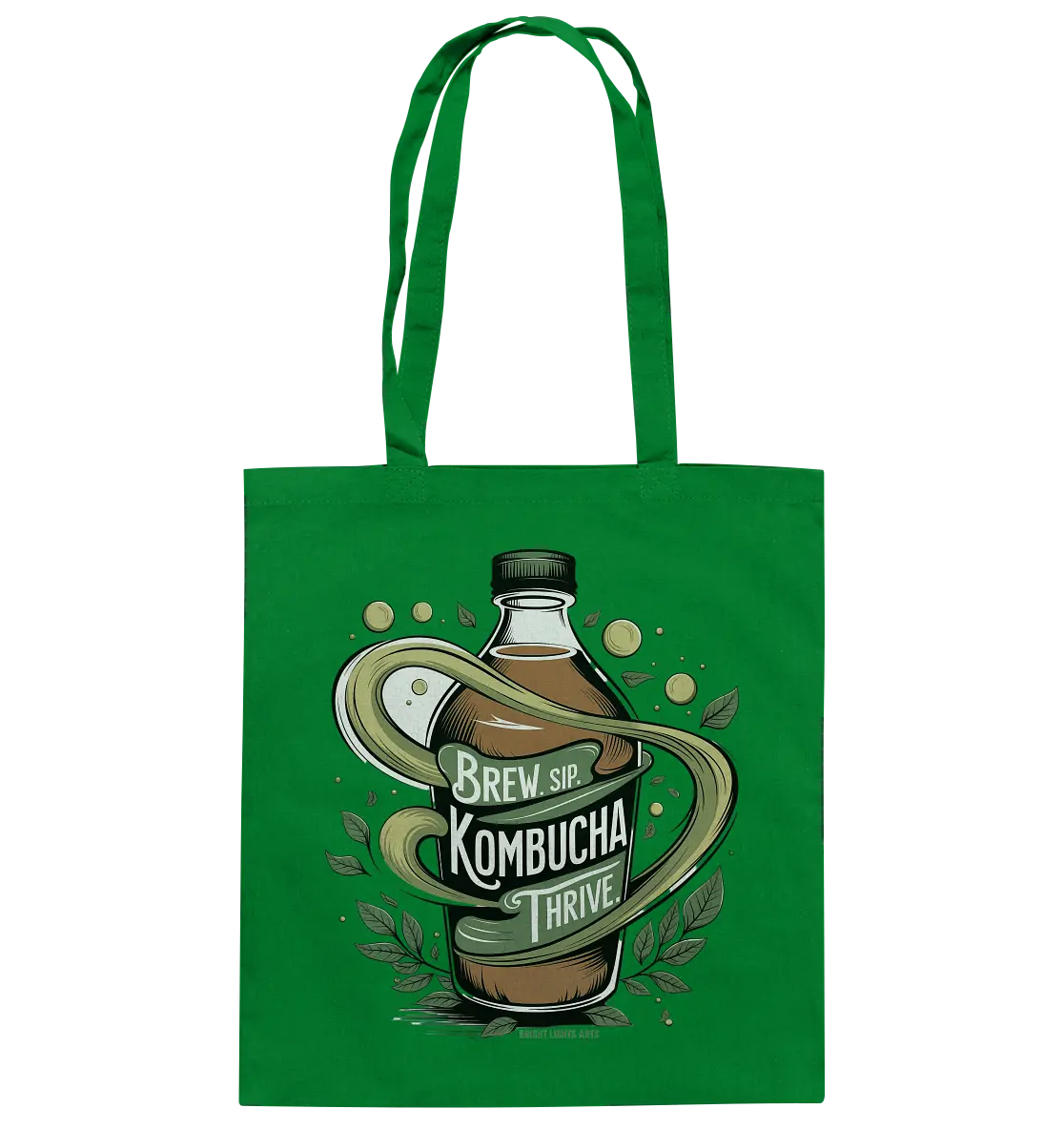 Kombucha Logo – Brew, Sip, Thrive - Baumwolltasche Bright Lights Arts