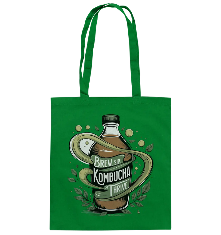 Kombucha Logo – Brew, Sip, Thrive - Baumwolltasche Bright Lights Arts