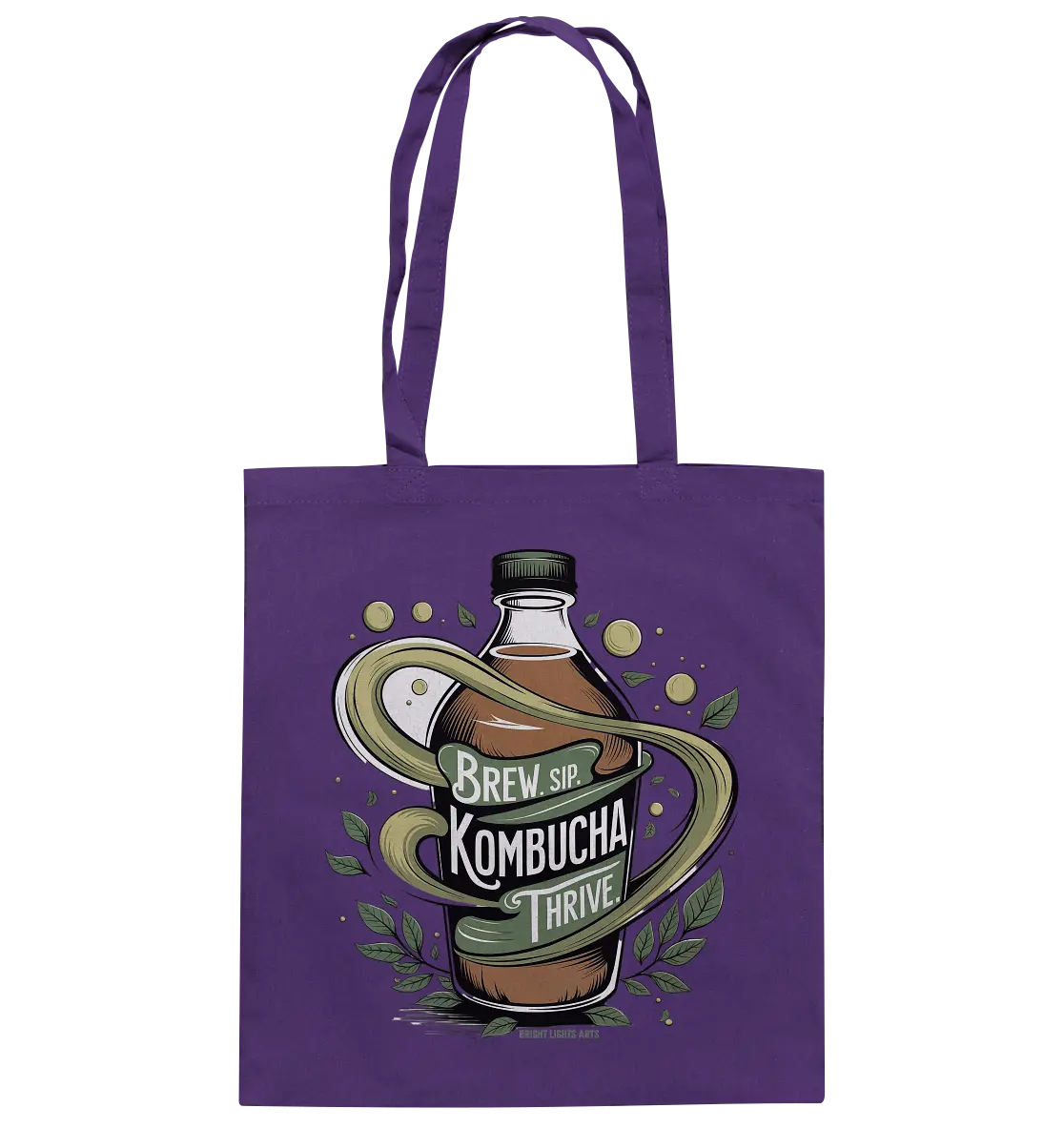 Kombucha Logo – Brew, Sip, Thrive - Baumwolltasche Bright Lights Arts