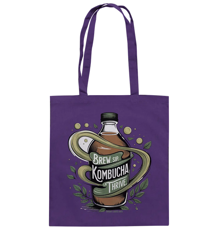 Kombucha Logo – Brew, Sip, Thrive - Baumwolltasche Bright Lights Arts