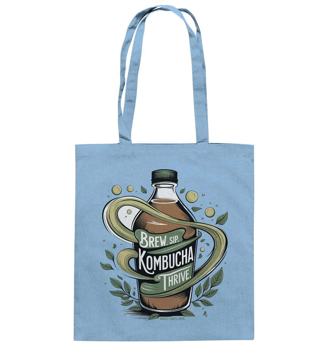 Kombucha Logo – Brew, Sip, Thrive - Baumwolltasche Bright Lights Arts