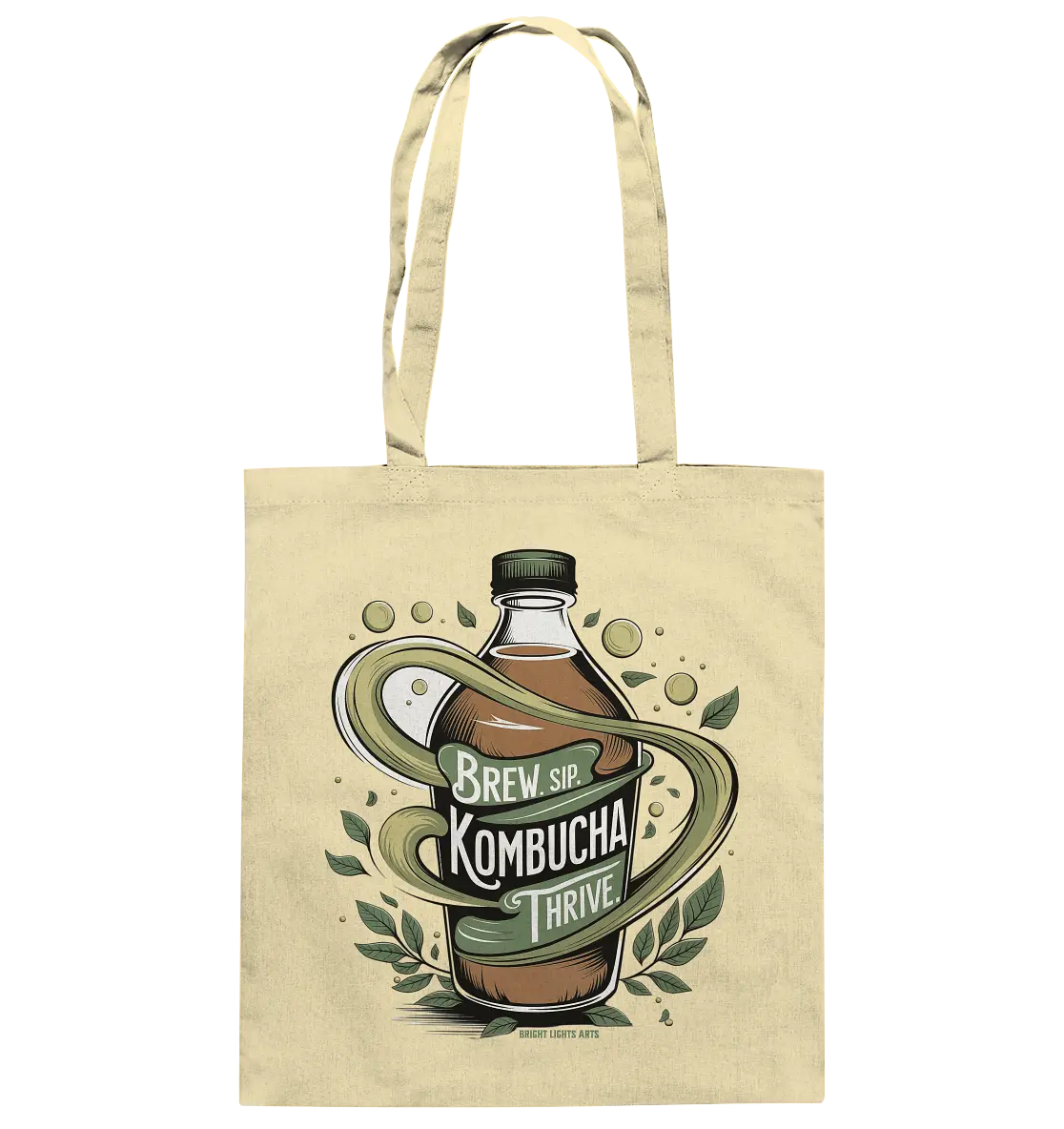 Kombucha Logo – Brew, Sip, Thrive - Baumwolltasche Bright Lights Arts