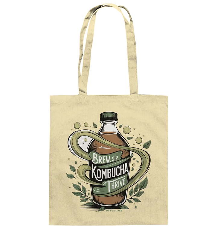 Kombucha Logo – Brew, Sip, Thrive - Baumwolltasche Bright Lights Arts