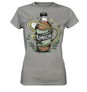 Kombucha Logo – Brew, Sip, Thrive - Ladies Premium Shirt Bright Lights Arts