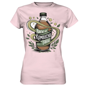 Kombucha Logo – Brew, Sip, Thrive - Ladies Premium Shirt Bright Lights Arts