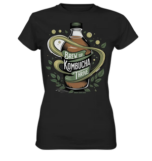 Kombucha Logo – Brew, Sip, Thrive - Ladies Premium Shirt Bright Lights Arts