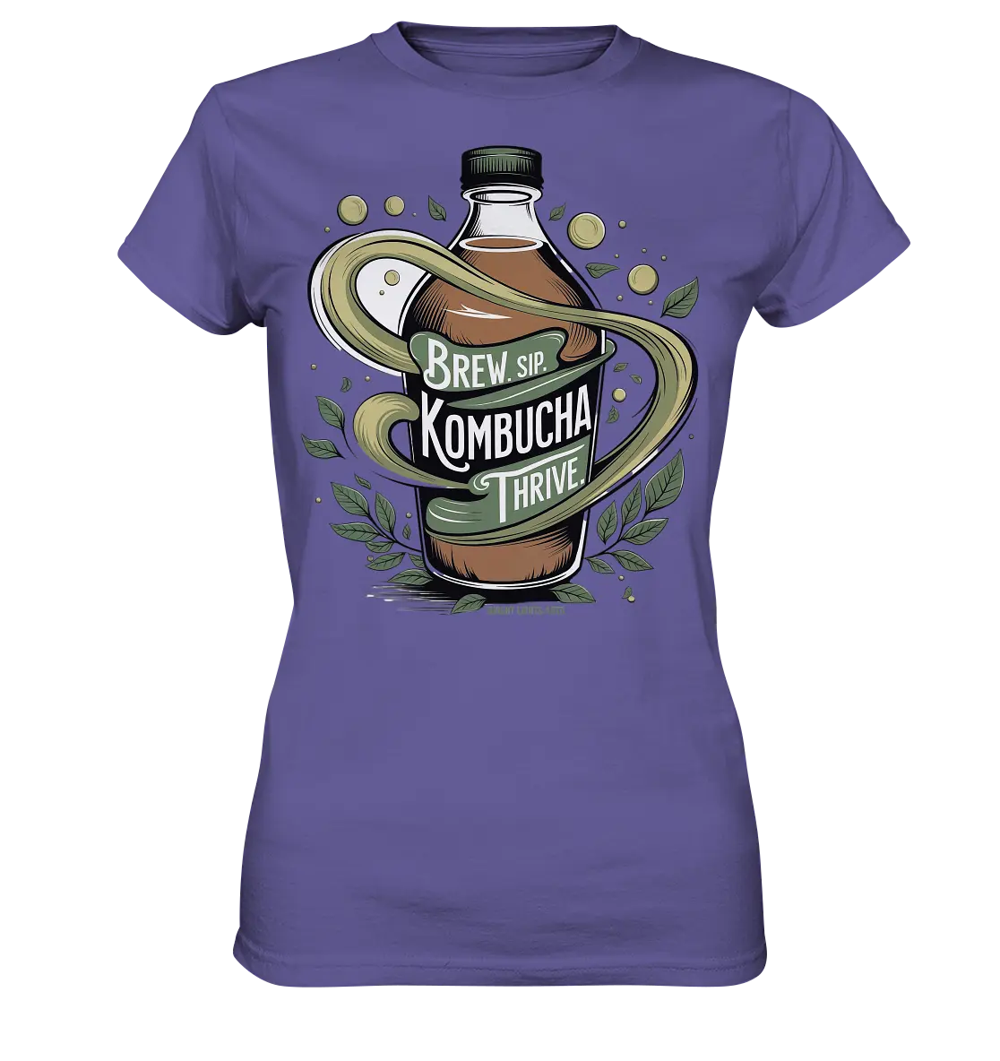 Kombucha Logo – Brew, Sip, Thrive - Ladies Premium Shirt Bright Lights Arts