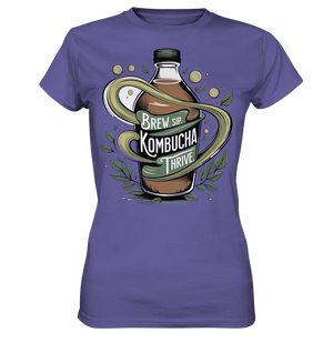 Kombucha Logo – Brew, Sip, Thrive - Ladies Premium Shirt Bright Lights Arts