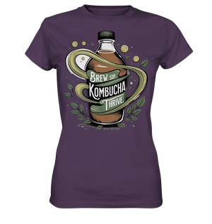 Kombucha Logo – Brew, Sip, Thrive - Ladies Premium Shirt Bright Lights Arts