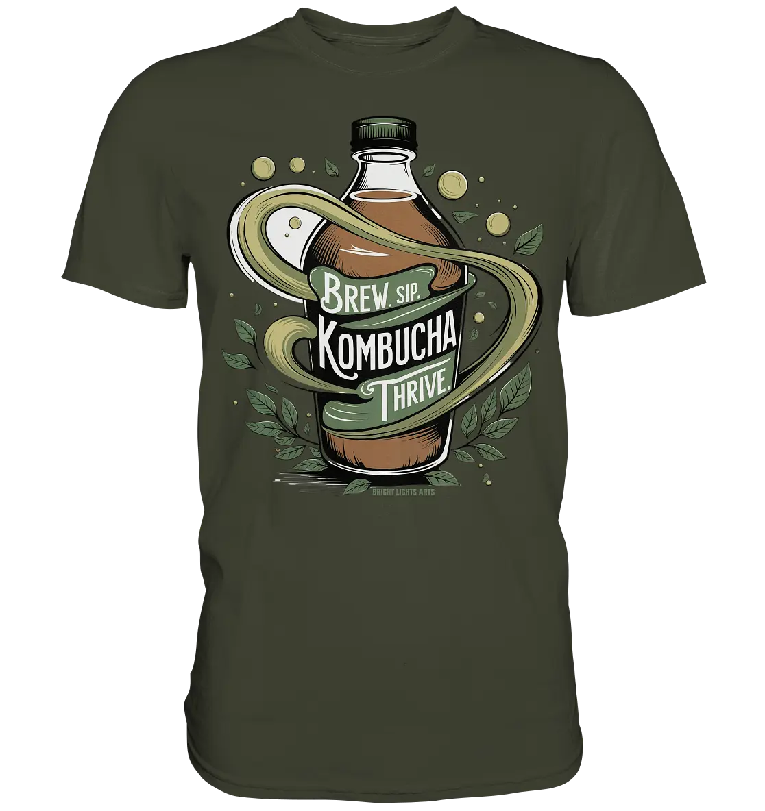 Kombucha Logo – Brew, Sip, Thrive - Premium Shirt Bright Lights Arts