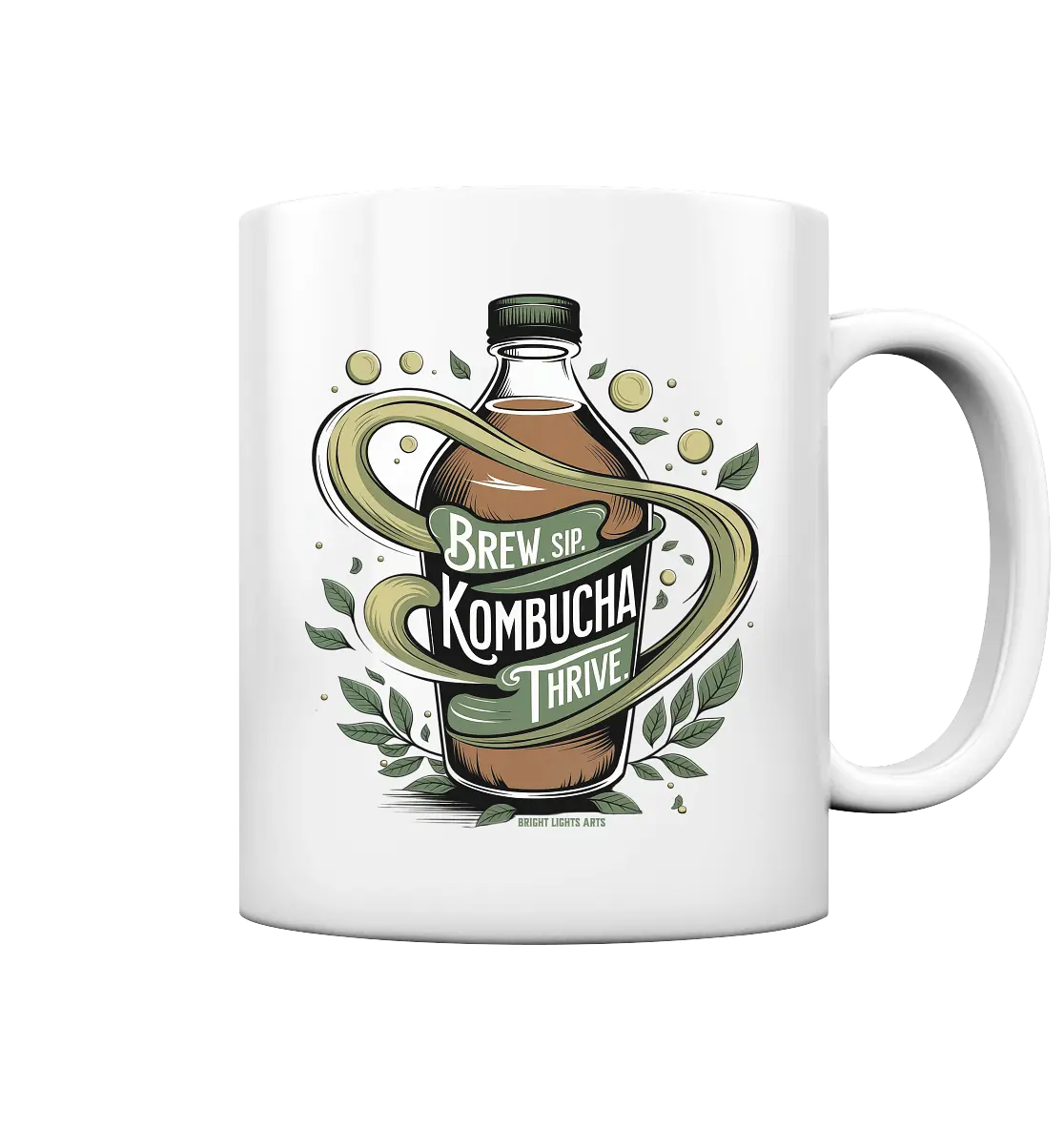Kombucha Logo – Brew, Sip, Thrive - Tasse glossy Bright Lights Arts