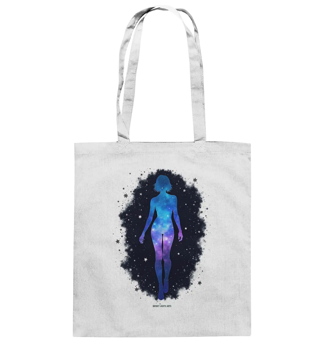 Kosmische Selbst-Reflexion – Universum trifft menschliche Silhouette - Baumwolltasche Bright Lights Arts