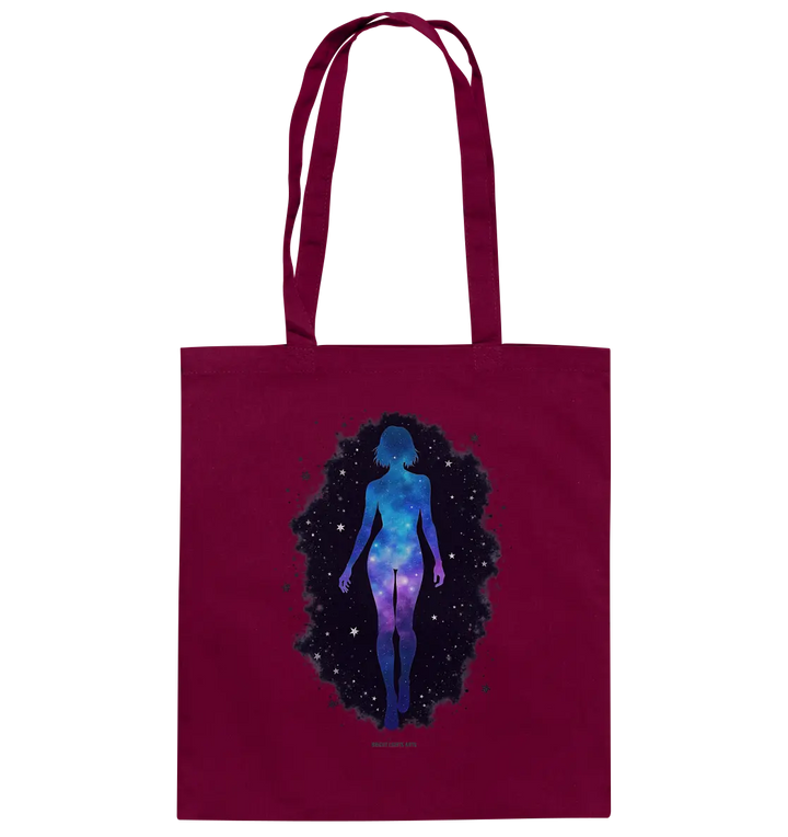 Kosmische Selbst-Reflexion – Universum trifft menschliche Silhouette - Baumwolltasche Bright Lights Arts