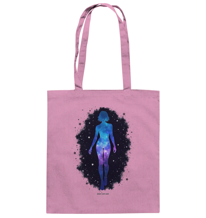 Kosmische Selbst-Reflexion – Universum trifft menschliche Silhouette - Baumwolltasche Bright Lights Arts