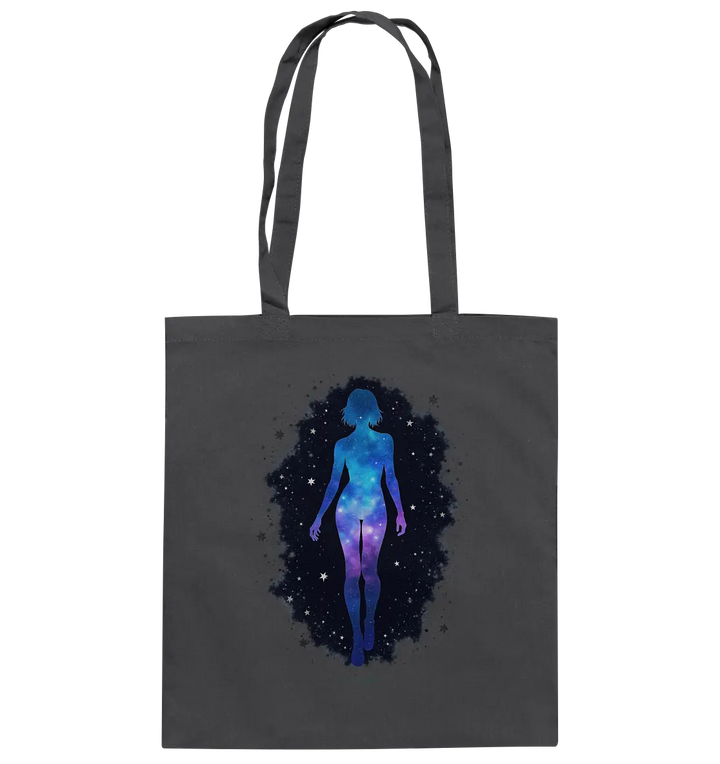 Kosmische Selbst-Reflexion – Universum trifft menschliche Silhouette - Baumwolltasche Bright Lights Arts