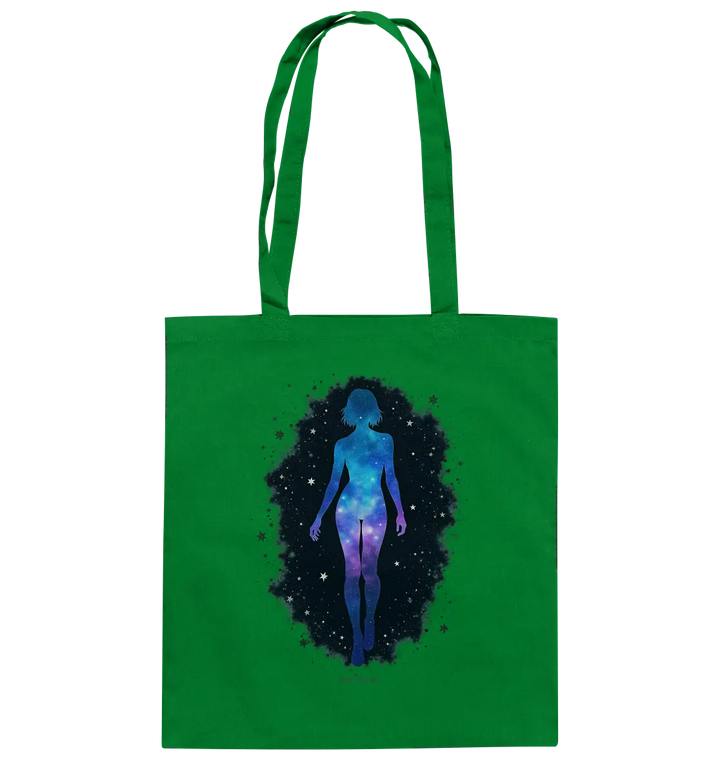Kosmische Selbst-Reflexion – Universum trifft menschliche Silhouette - Baumwolltasche Bright Lights Arts