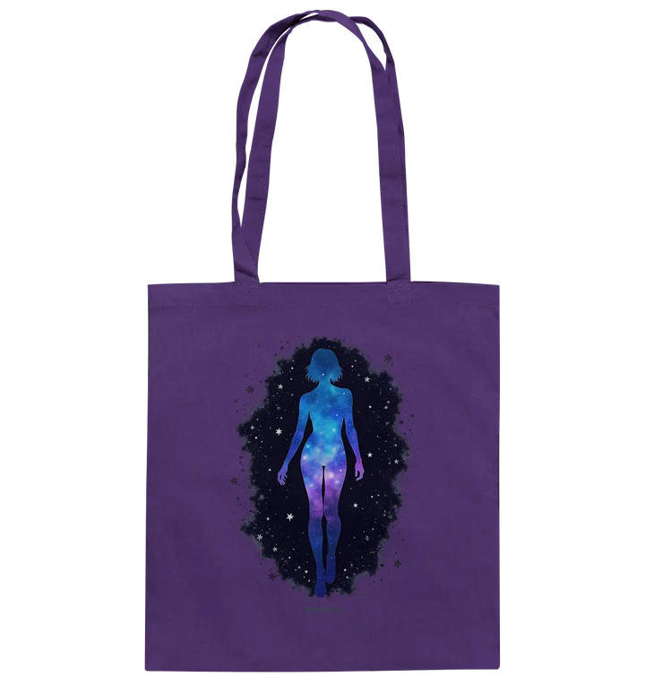 Kosmische Selbst-Reflexion – Universum trifft menschliche Silhouette - Baumwolltasche Bright Lights Arts