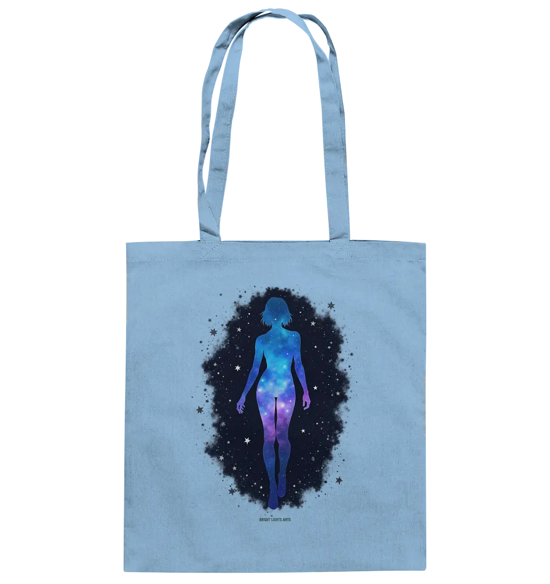 Kosmische Selbst-Reflexion – Universum trifft menschliche Silhouette - Baumwolltasche Bright Lights Arts