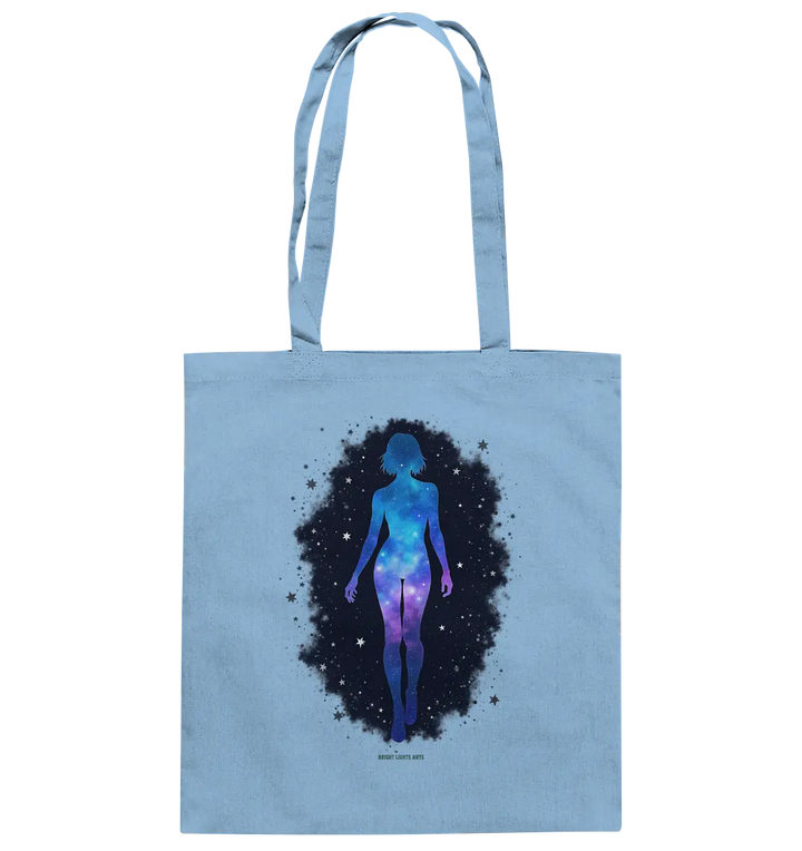 Kosmische Selbst-Reflexion – Universum trifft menschliche Silhouette - Baumwolltasche Bright Lights Arts
